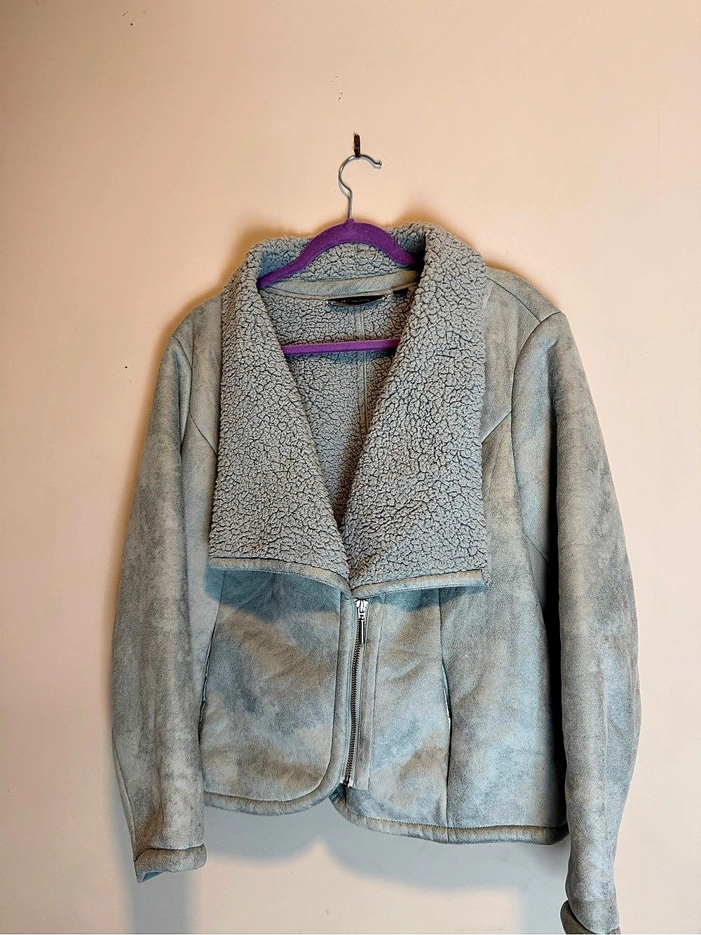 H by Halston Teddy Jacket in Blue & Gray Large